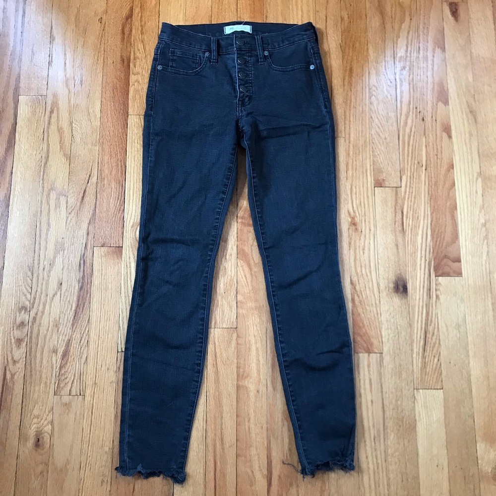 Madewell Button Fly 9” High Rise Skinny Black Jeans 25